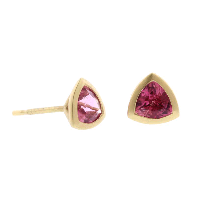 18K Yellow Gold Pink Tourmaline Studs