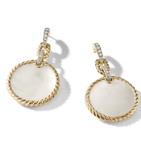 DY Elements Drop Earrings 18K Yellow Gold with Mother of Pearl and Pavé Diamonds