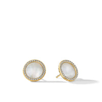 DY Elements Button Earrings in 18K Yellow Gold with Mother of Pearl and Pavé Diamonds