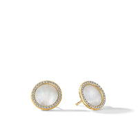 DY Elements Button Earrings in 18K Yellow Gold with Mother of Pearl and Pavé Diamonds