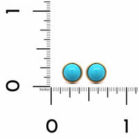18K Yellow Gold Turquoise Stud Earrings