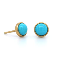 18K Yellow Gold Turquoise Stud Earrings