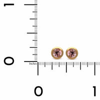 18K Yellow Gold Pink Tourmaline Stud Earrings
