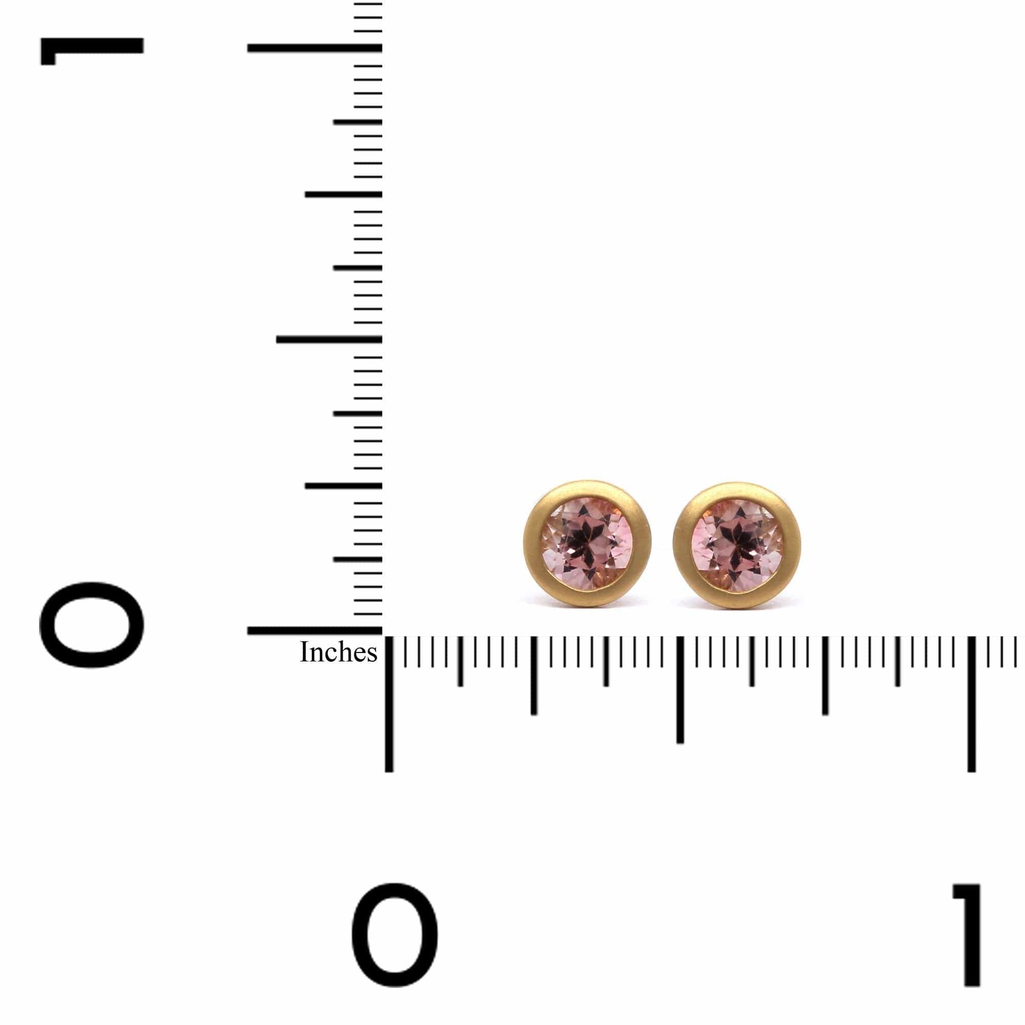 18K Yellow Gold Pink Tourmaline Stud Earrings