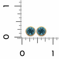 18K Yellow Gold Blue Zircon Stud Earrings