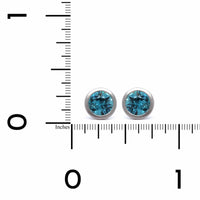 18K White Gold Blue Zircon Stud Earrings