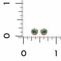 18K Yellow Gold Blue Zircon Stud Earrings