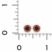 18K Yellow Gold Pink Tourmaline Stud Earrings
