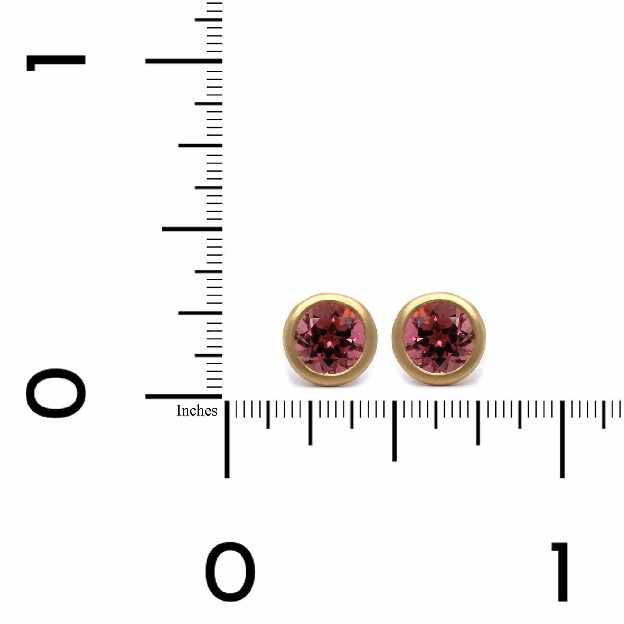 18K Yellow Gold Pink Tourmaline Stud Earrings