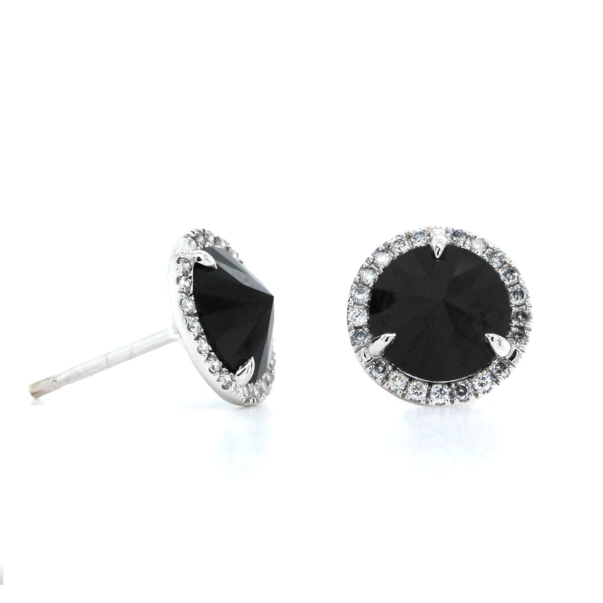 18K White Gold Black Spinel Stud Earrings