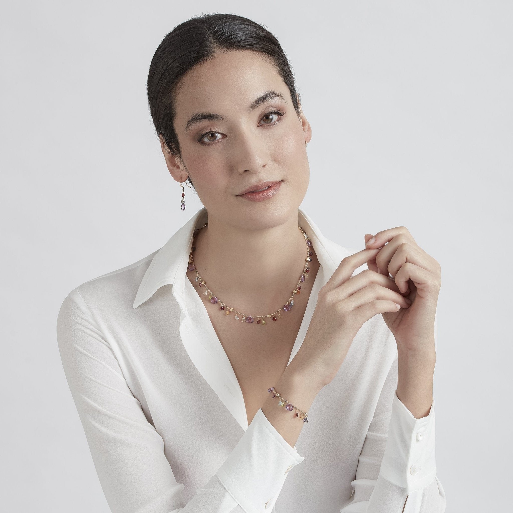 Marco Bicego Paradise 18K Yellow Gold Multi Stone Drop Earrings
