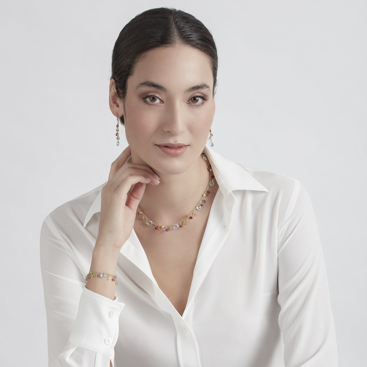 Marco Bicego Paradise 18K Yellow Gold Multi Stone Drop Earrings