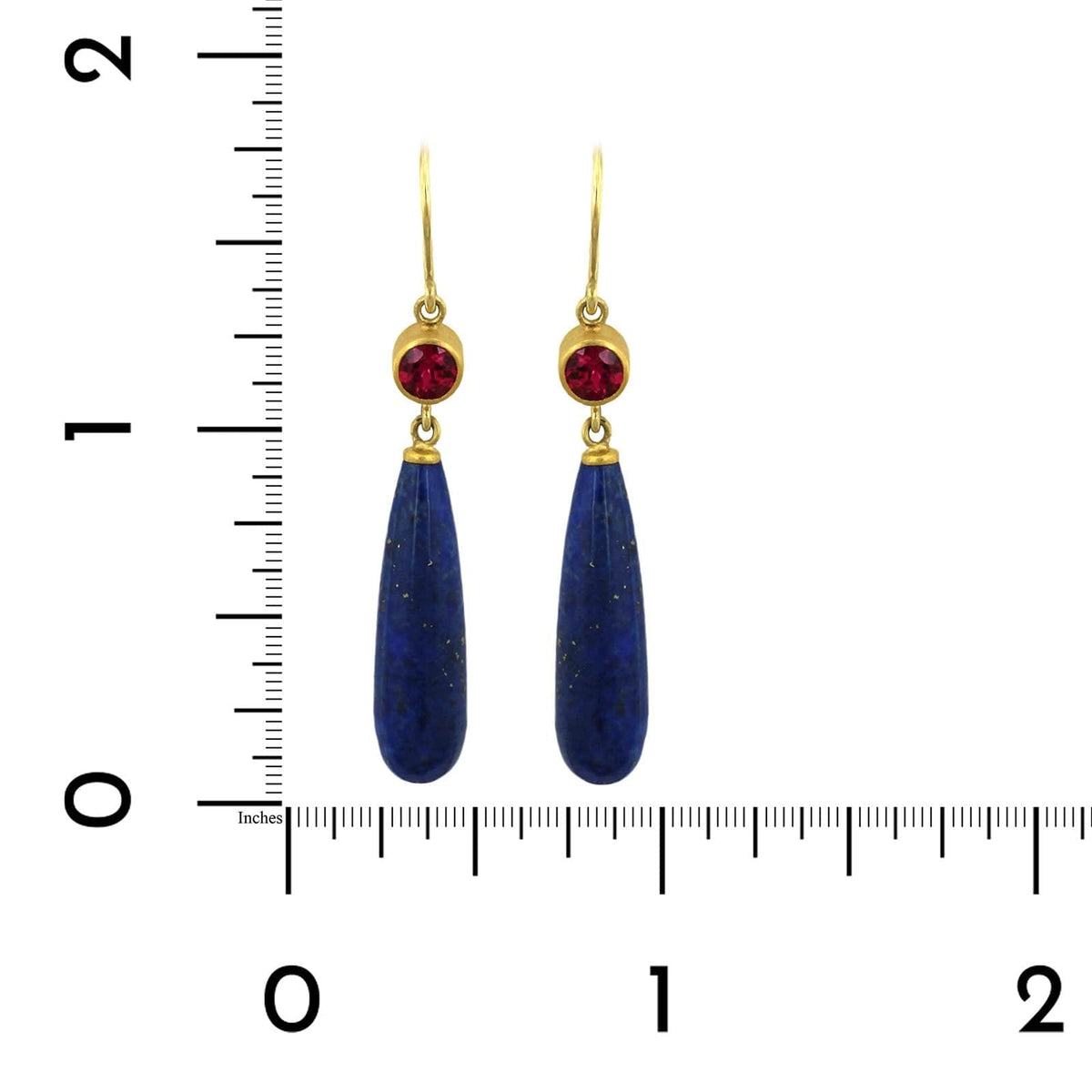 Mallary Marks 18K Yellow Gold Rubellite and Lapis Drop Earrings