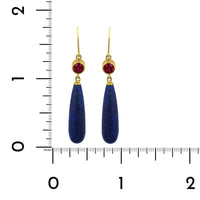 Mallary Marks 18K Yellow Gold Rubellite and Lapis Drop Earrings