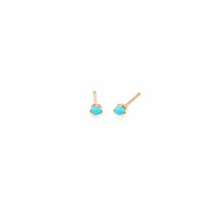 14K Yellow Gold Turquoise Stud Earrings