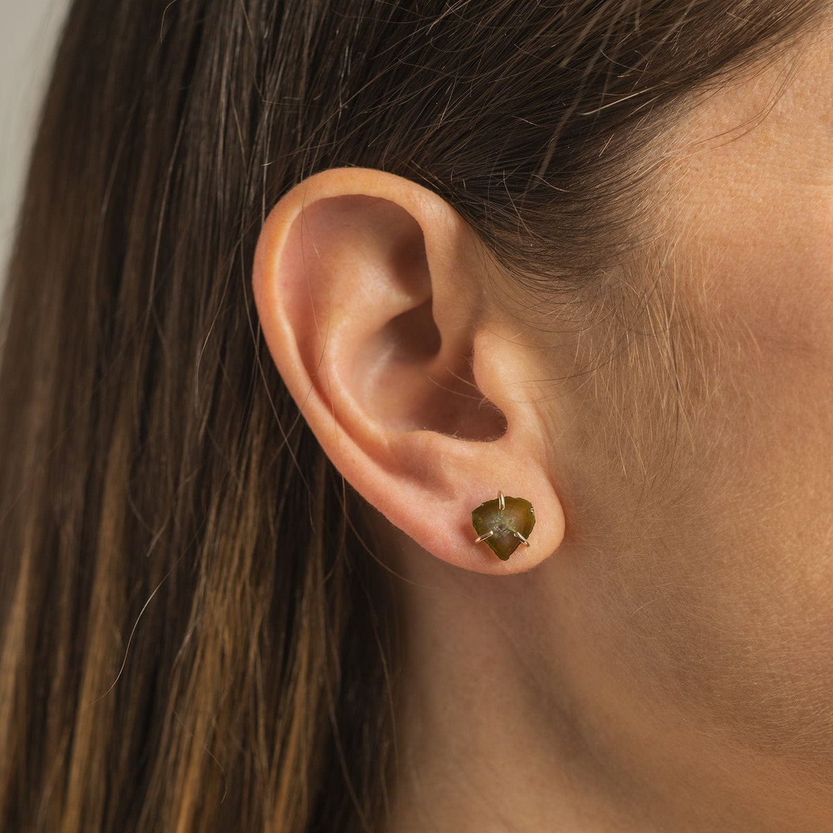 14K Yellow Gold Tourmaline Stud Earrings