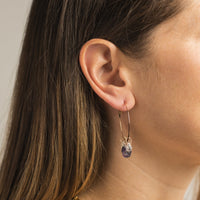 14K Yellow Gold Multi Stone Hoop Earrings
