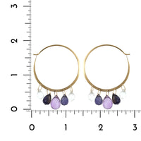 14K Yellow Gold Multi Stone Hoop Earrings