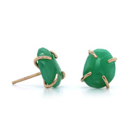 14K Yellow Gold Chrysoprase Stud Earrings