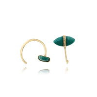 14K Yellow Gold Turquoise Hug Earrings
