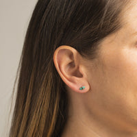 14K Yellow Gold Turquoise Hug Earrings