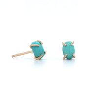 14K Yellow Gold Turquoise Stud Earrings