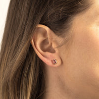 14K Yellow Gold Pink Tourmaline Stud Earrings