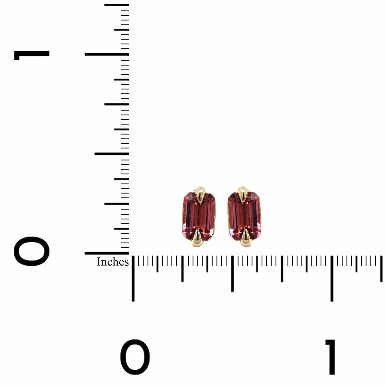 14K Yellow Gold Pink Tourmaline Stud Earrings