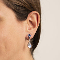 Oscar Heyman Platinum Moonstone and Sapphire Drop Earrings