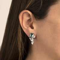 Oscar Heyman Platinum Green Tourmaline and Diamond Drop Earrings