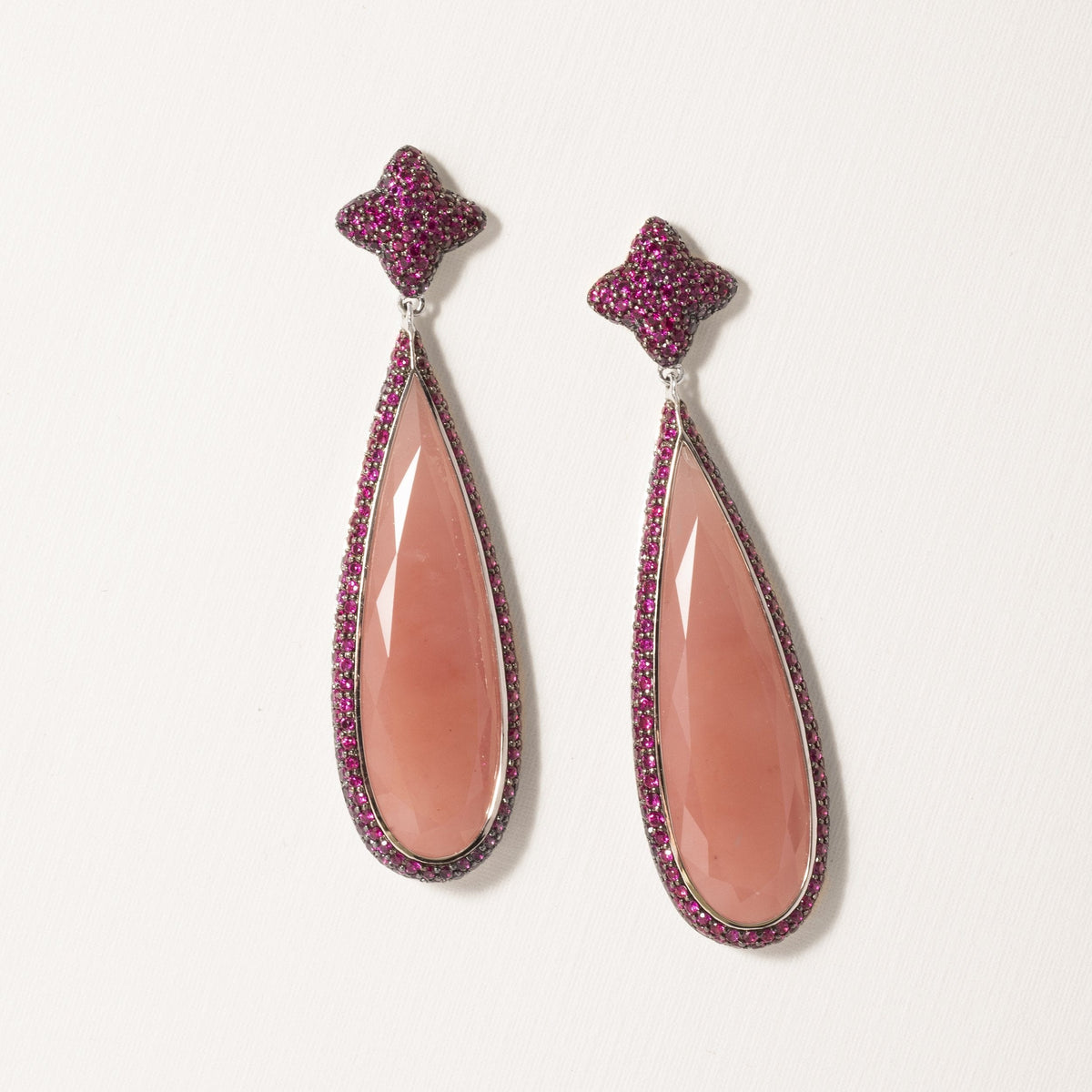 Quadrofoil Drop Guava Quartz Earrings