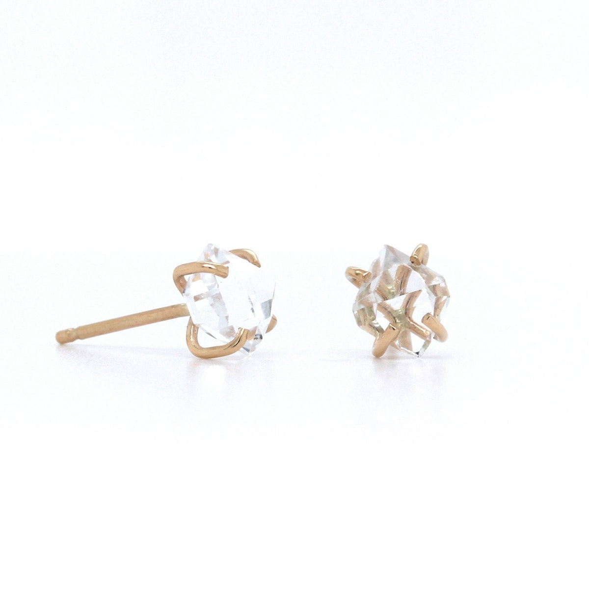 14K Yellow Gold Herkimer Diamond Stud Earrings