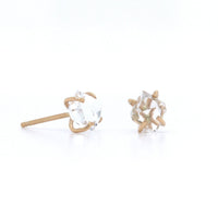 14K Yellow Gold Herkimer Diamond Stud Earrings