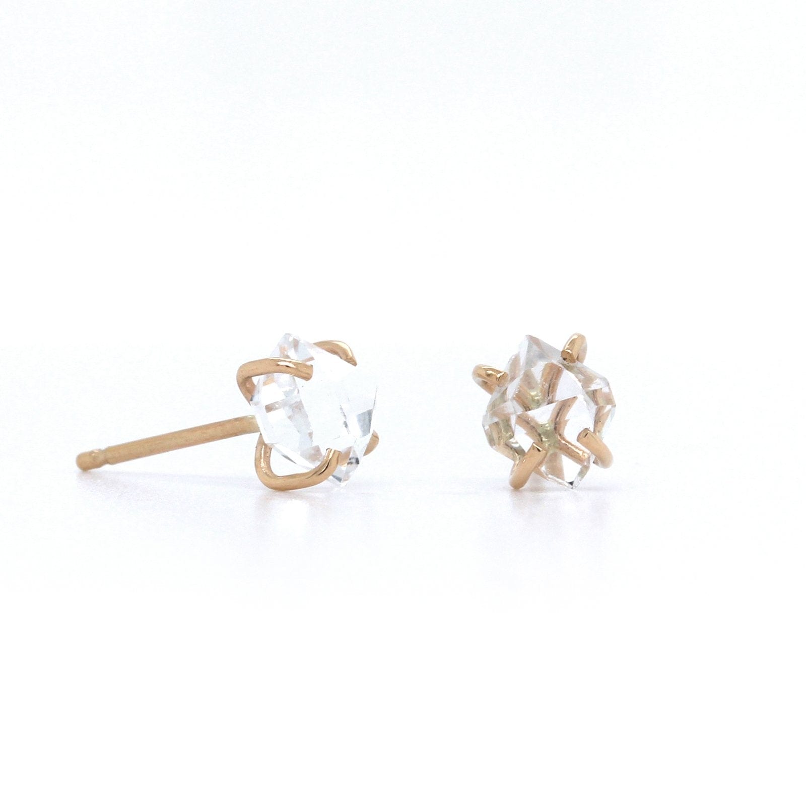 14K Yellow Gold Herkimer Diamond Stud Earrings