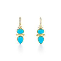18K Yellow Gold Turquoise and Diamond Drop Earrings