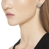 Temple St. Clair 18K Yellow Gold Cluster Moonstone and Diamond Stud Earrings