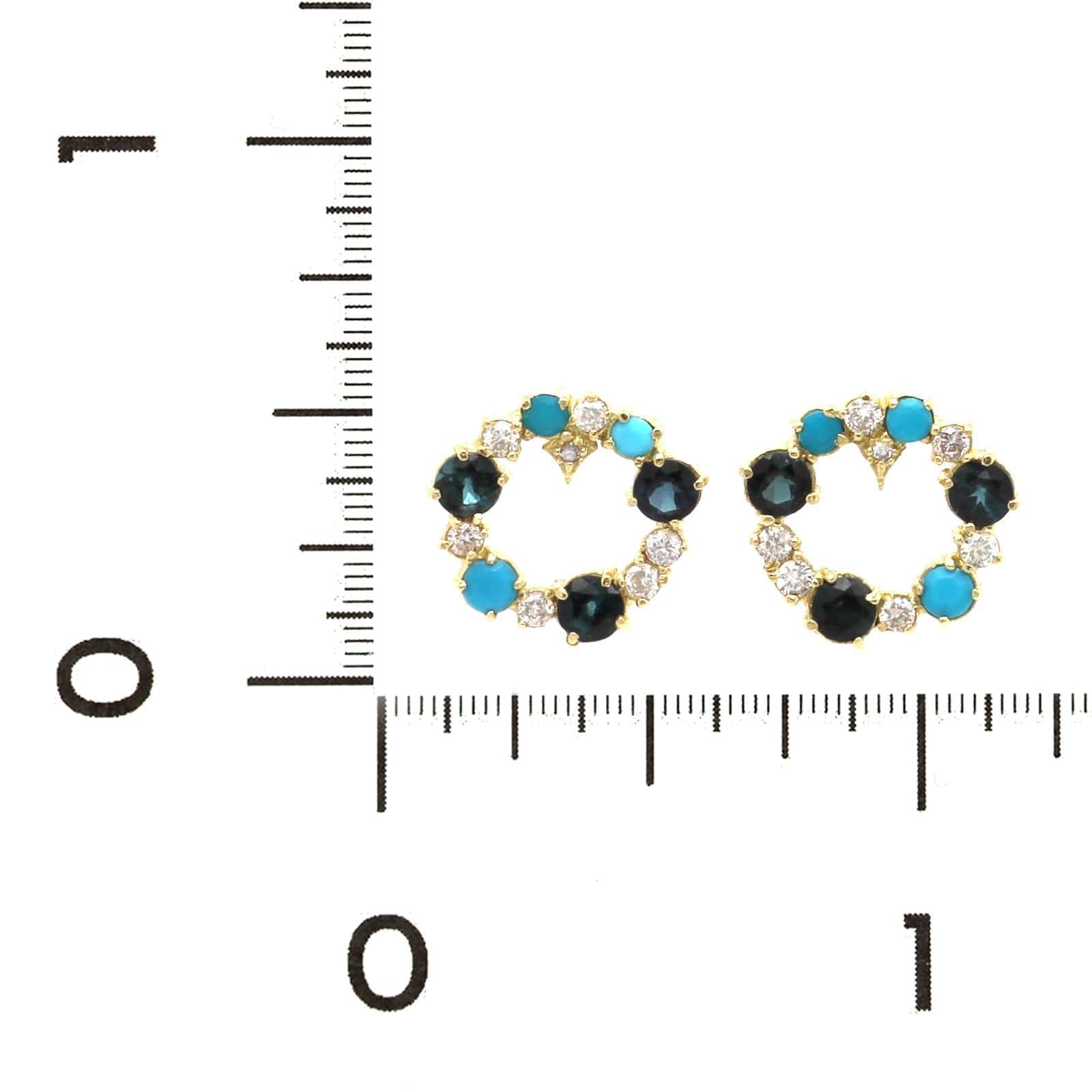 Armenta 18K Yellow Gold Open Circle Multi Stone Stud Earrings