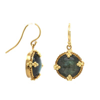 18K Yellow Gold Labradorite Drop Earrings