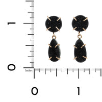 14K Yellow Gold Black Druzy Drop Earrings