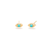 14K Yellow Gold Evil Eye Turquoise Stud Earrings, 14k yellow gold, Long's Jewelers