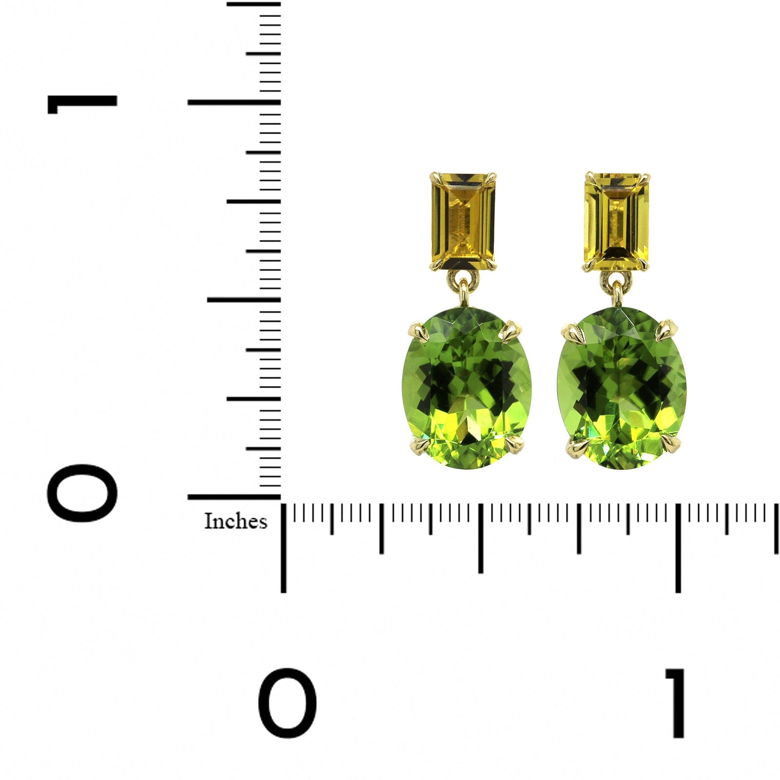 18K Yellow Gold Peridot Tourmaline Drop Earrings