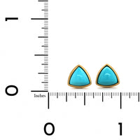 18K Yellow Gold Triangular Turquoise Stud Earrings