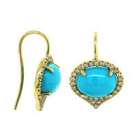 18K Yellow Gold Arizona Turquoise Diamond Drop Earrings, 18k yellow gold, Long's Jewelers