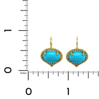 18K Yellow Gold Arizona Turquoise Diamond Drop Earrings, 18k yellow gold, Long's Jewelers
