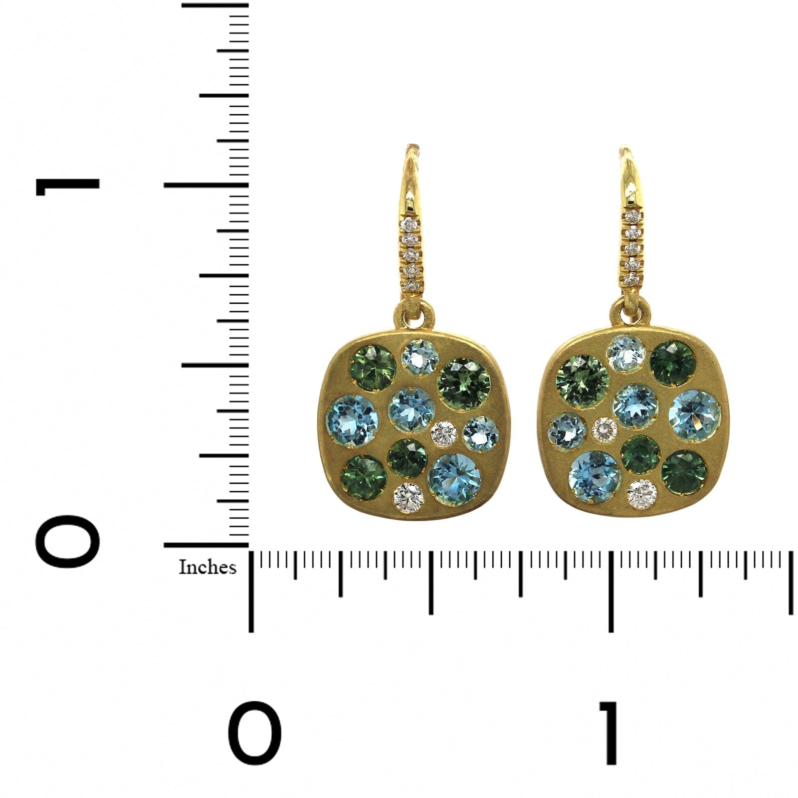 18K Yellow Gold Gypsy Set Multi Stone Drop Earrings, 18k yellow gold, Long's Jewelers