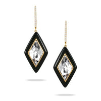 18K Yellow Gold White Topaz and Onyx Drop Earrings, 18k yellow gold, Long's Jewelers