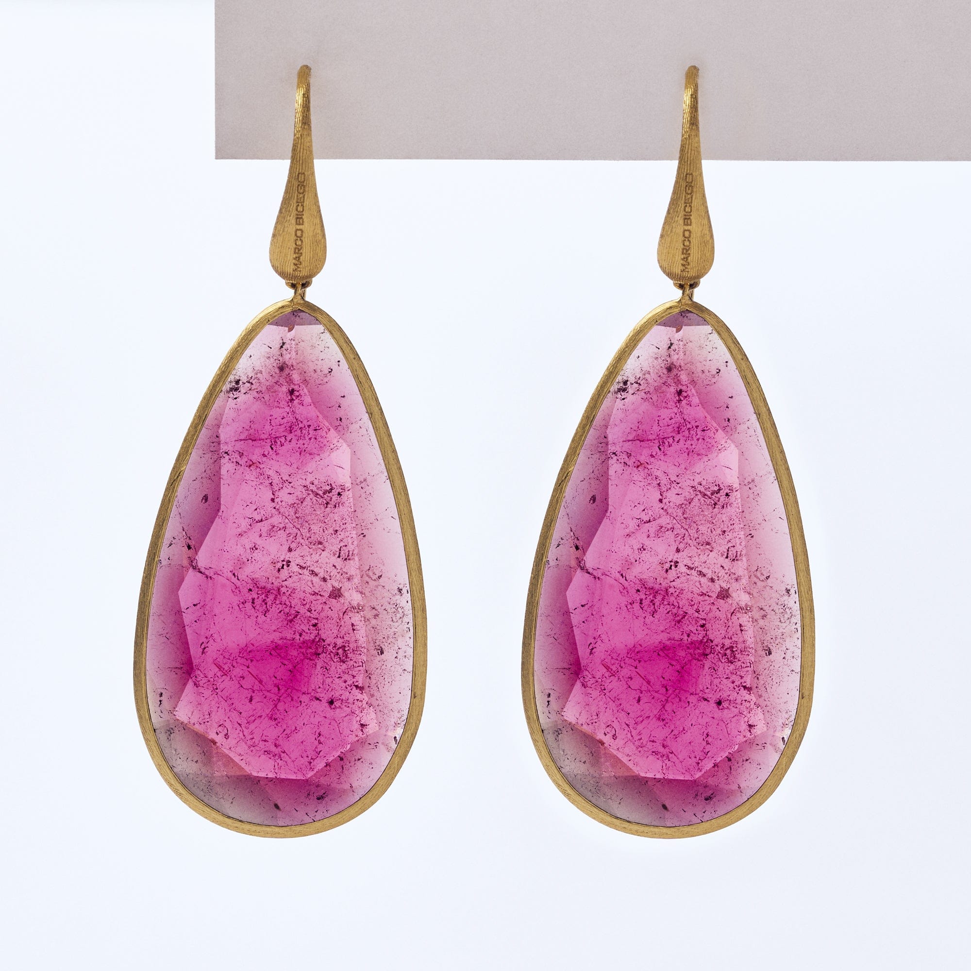 Marco Bicego Unico 18K Yellow Gold Pink Tourmaline Drop Earrings