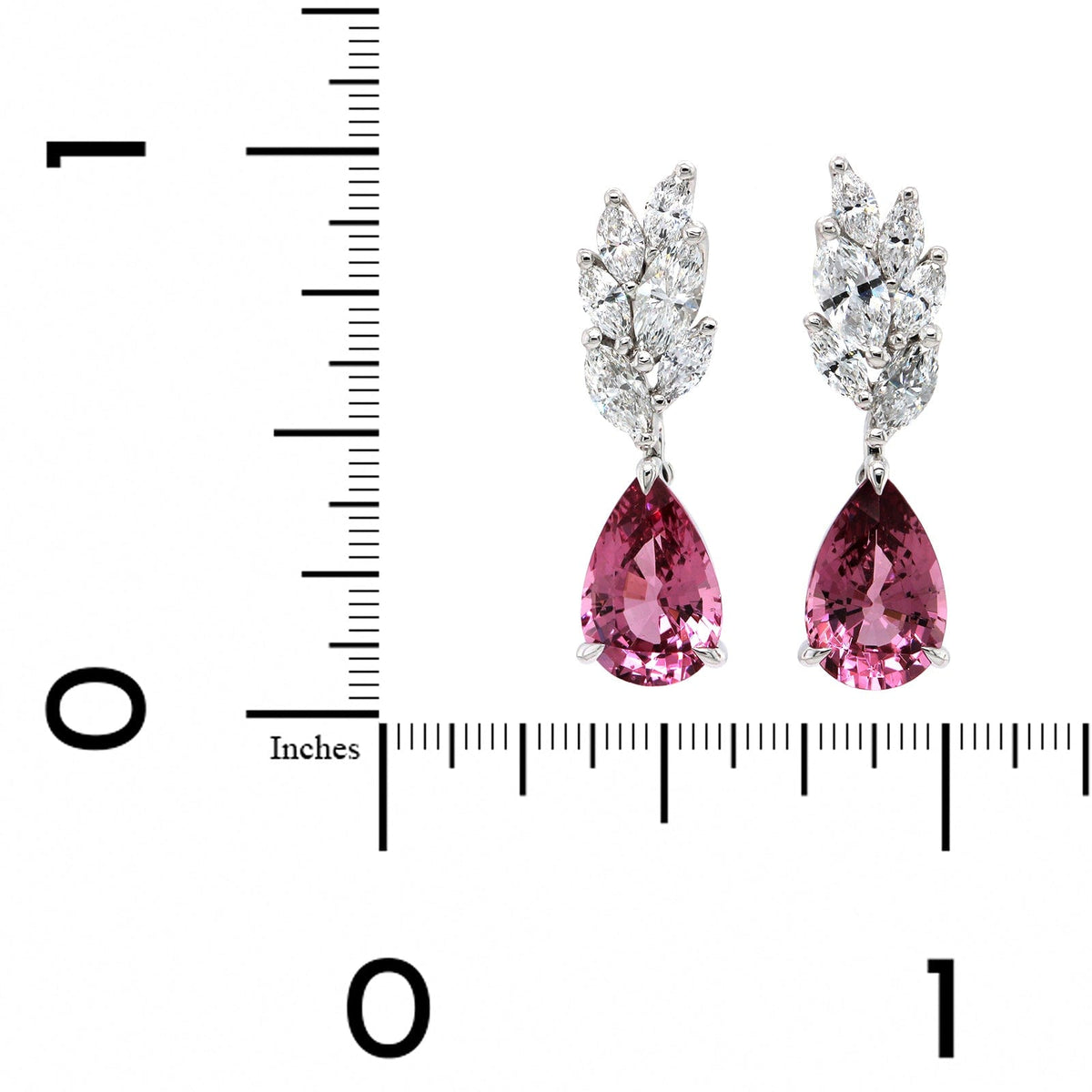18K White Gold Pear Shape Pink Spinel Drop Earrings, 18k white gold, Long's Jewelers
