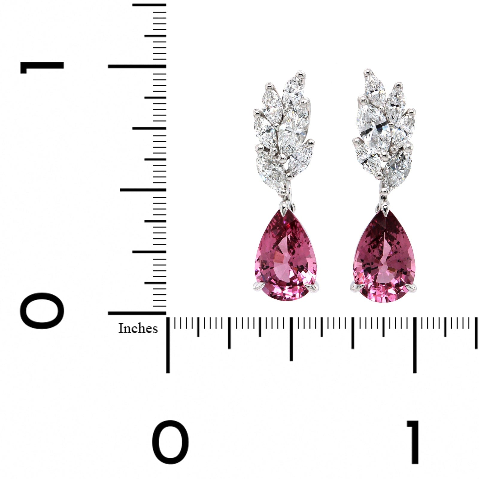 18K White Gold Pear Shape Pink Spinel Drop Earrings, 18k white gold, Long's Jewelers