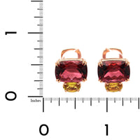 18K Rose Gold Pink Tourmaline and Yellow Sapphire Earrings